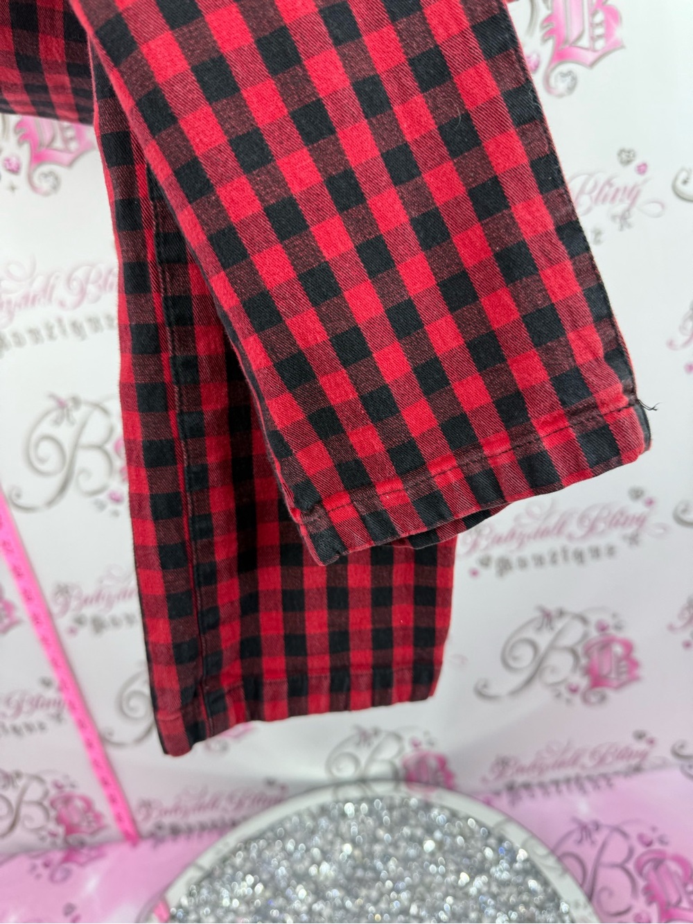 Pants gingham Red and Black Buffalo Plaid Skinny Pants - Picture 4 of 11